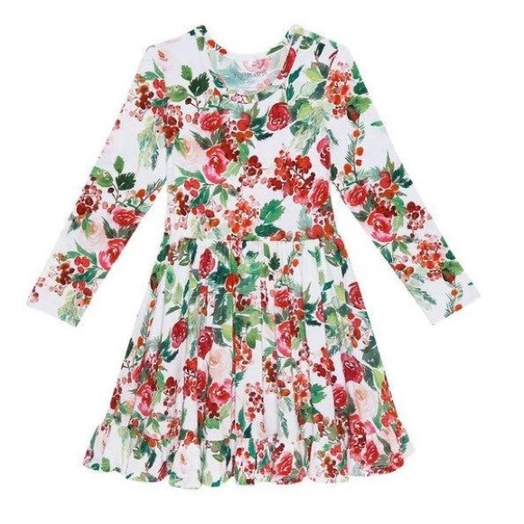 NWT Posh Peanut Beatrix Ruffled Twirl Dress 3/4 Holiday Bamboo - Picture 2 of 7